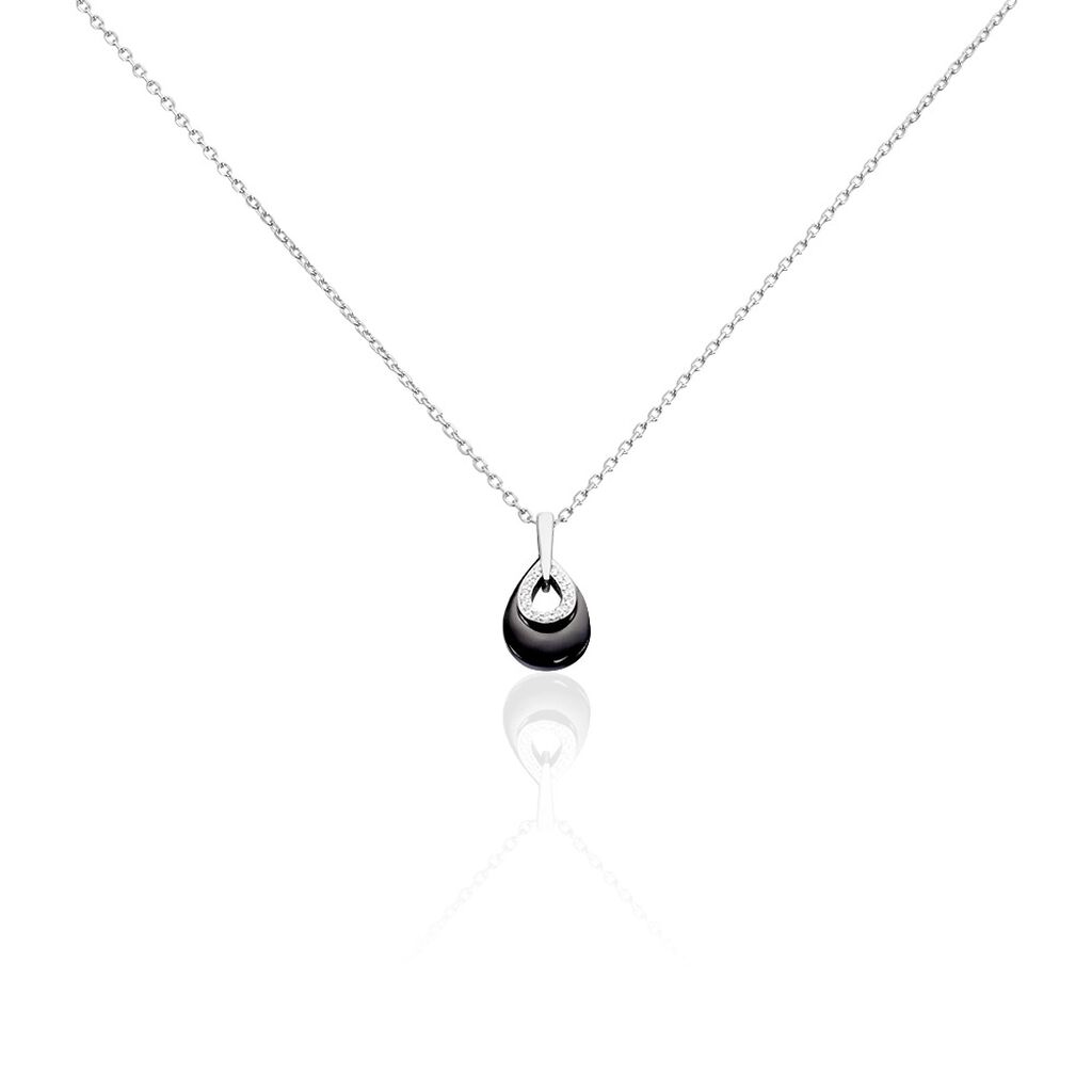 Collier H&eacute;l&eacute;ane Argent Blanc C&eacute;ramique Et Oxyde De Zirconium - Colliers fantaisie Femme | Histoire d&rsquo;Or