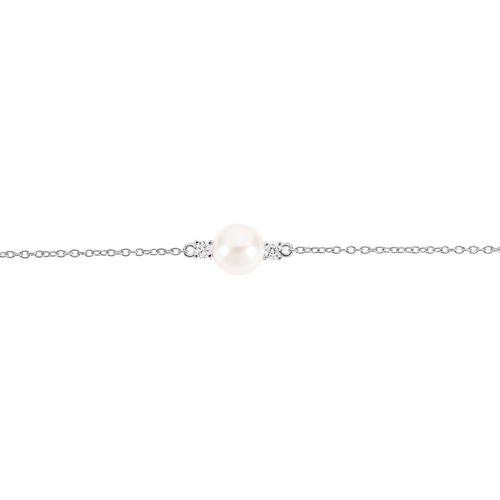 Bracelet Sari Argent Blanc Perle De Culture Et Oxyde De Zirconium