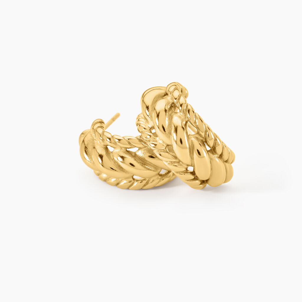 Creoles Doria Acier Jaune - Boucles d'oreilles cr&eacute;oles Femme | Histoire d&rsquo;Or