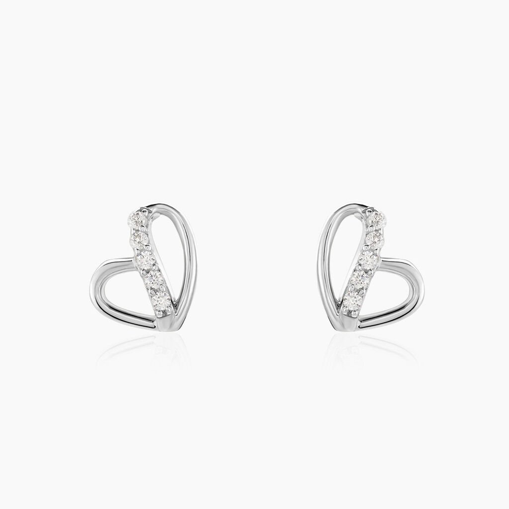 Boucles D'oreilles Puces Arika Argent Blanc Oxyde De Zirconium - Boucles d'oreilles fantaisie Femme | Histoire d’Or