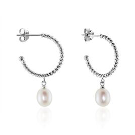 Créoles Victrice Argent Perle De Culture - Boucles d'oreilles créoles Femme | Histoire d’Or