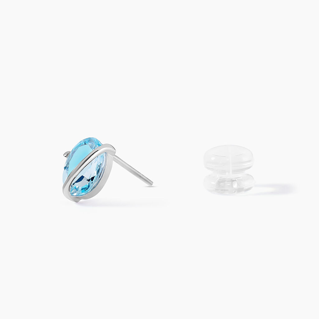Boucles D'oreilles Puces Prudencia Or Blanc Topaze - Clous d'oreilles Femme | Histoire d&rsquo;Or