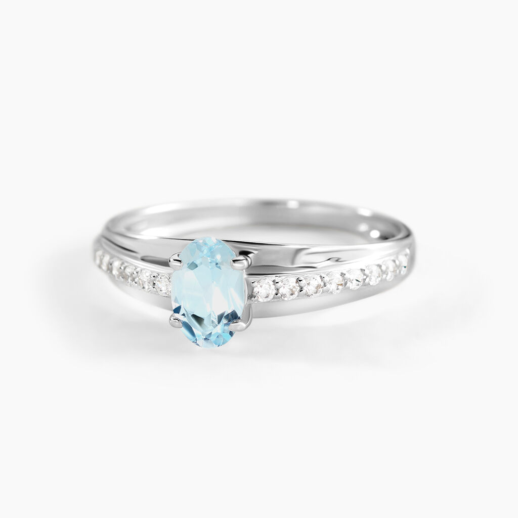 Bague Solitaire Tahyss Or Blanc Topaze Et Oxyde De Zirconium - Bagues solitaires Femme | Histoire d&rsquo;Or