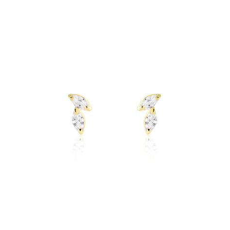 Boucles D'oreilles Puces Mix And Match Or Jaune Oxyde De Zirconium - Clous d'oreilles Femme | Histoire d’Or