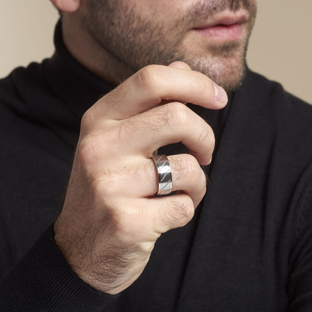 Bague Tyko Acier Gris - Bagues fantaisie Homme | Histoire d&rsquo;Or