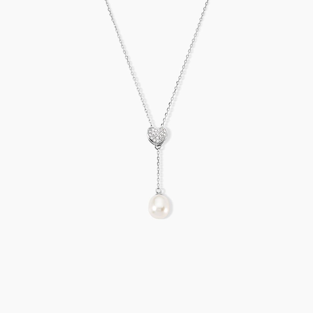 Collier Elvie Argent Blanc Perle De Culture Et Oxyde De Zirconium - Colliers fantaisie Femme | Histoire d’Or
