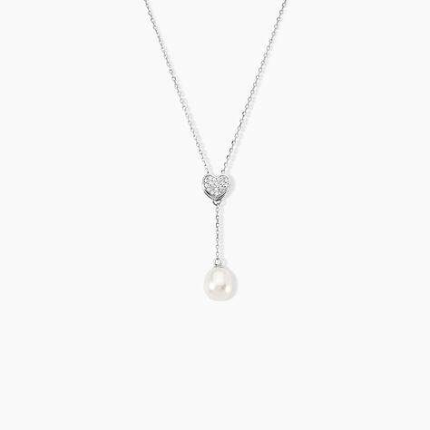 Collier Elvie Argent Blanc Perle De Culture Et Oxyde De Zirconium - Colliers fantaisie Femme | Histoire d’Or