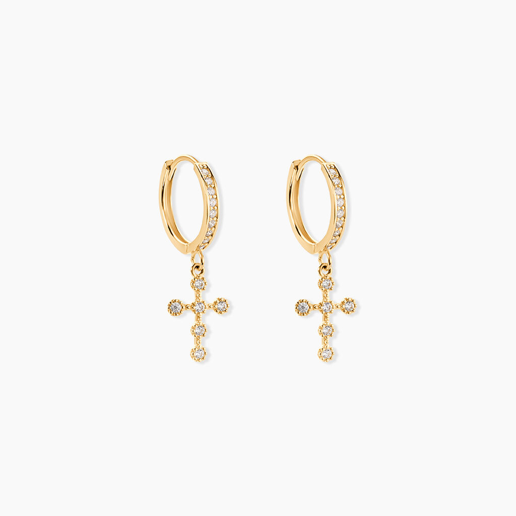 Cr&eacute;oles Royle Or Jaune Oxyde De Zirconium - Boucles d'oreilles cr&eacute;oles Femme | Histoire d&rsquo;Or