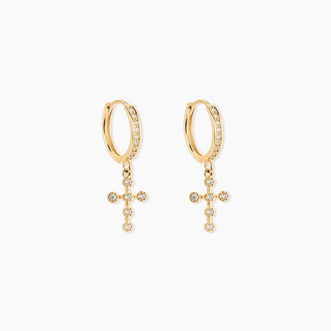 Cr&eacute;oles Royle Or Jaune Oxyde De Zirconium - Boucles d'oreilles cr&eacute;oles Femme | Histoire d&rsquo;Or