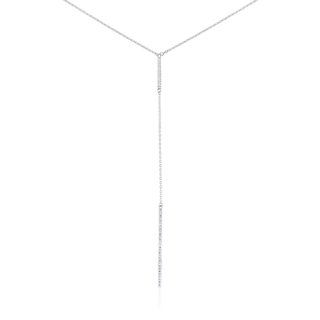 Collier De Dos Ou Sautoir Argent Blanc Indigo Oxyde De Zirconium