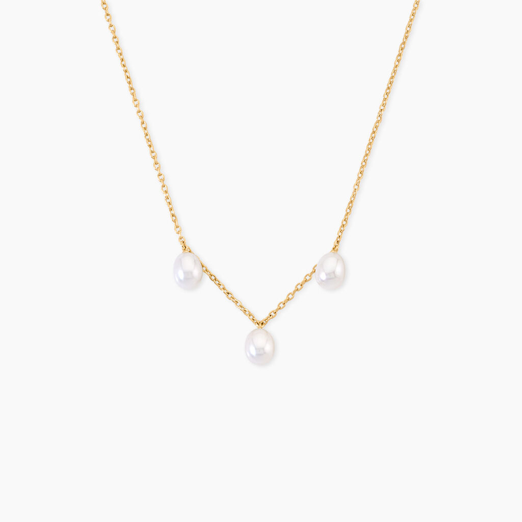 Collier Thanya Argent Dor&eacute; A L'Or 750/1000 Perle De Culture - Colliers Femme | Histoire d&rsquo;Or