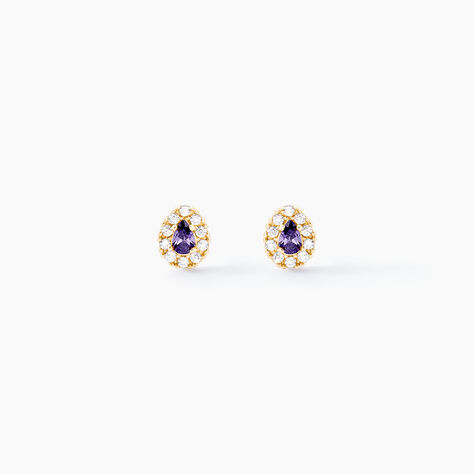 Boucles D'oreilles Puces Agostinho Or Jaune Oxyde De Zirconium - Clous d'oreilles Femme | Histoire d’Or