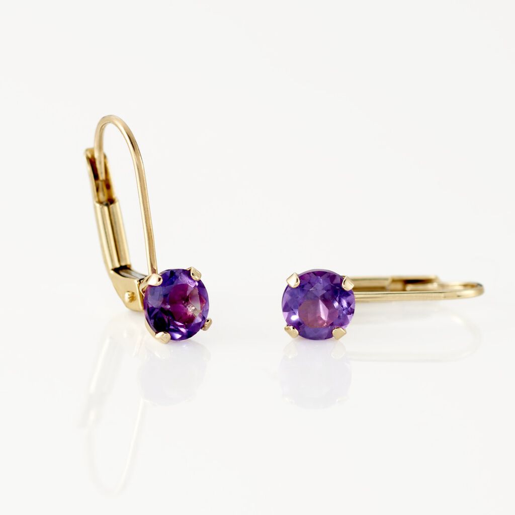 Boucles D'oreilles Pendantes Or Jaune Zoe Améthyste - Boucles d'oreilles pendantes Femme | Histoire d’Or