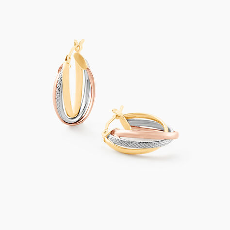 Créoles Hermande Or Tricolore - Boucles d'oreilles créoles Femme | Histoire d’Or