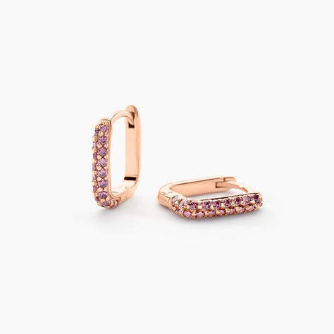 Creoles Rio Argent Rose Oxyde De Zirconium - Boucles d'oreilles cr&eacute;oles Femme | Histoire d&rsquo;Or