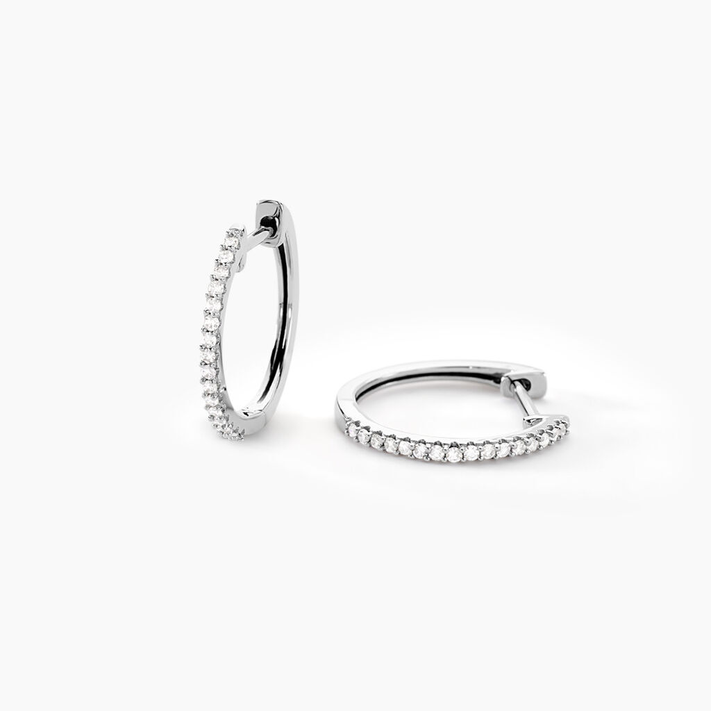 Créoles Aryanna Rondes Or Blanc Diamant - Boucles d'oreilles créoles Femme | Histoire d’Or