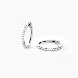 Créoles Aryanna Rondes Or Blanc Diamant - Boucles d'oreilles créoles Femme | Histoire d’Or