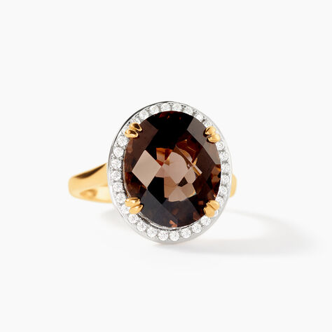 Bague Anna Or Jaune Quartz Et Oxyde De Zirconium - Bagues solitaires Femme | Histoire d&rsquo;Or