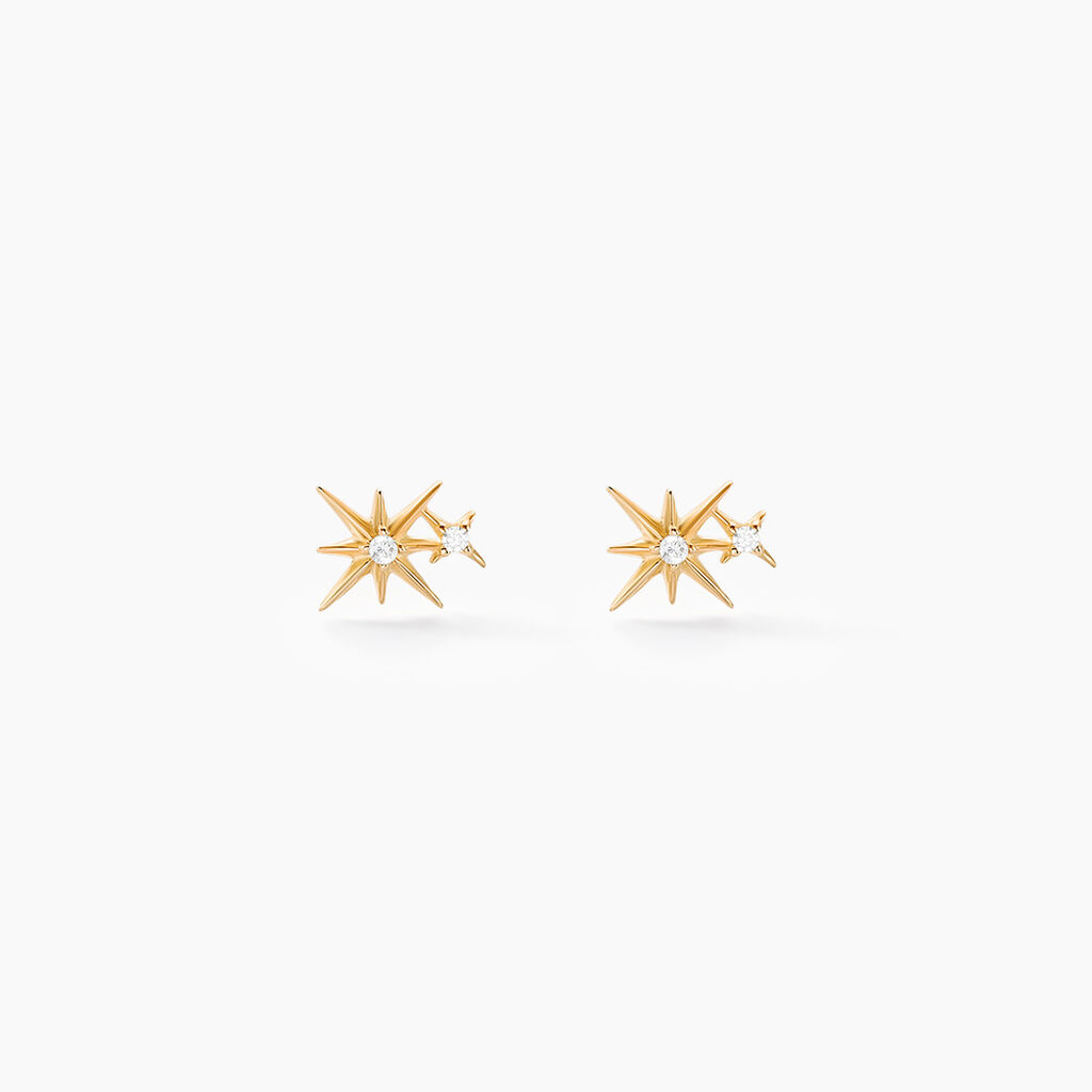Boucles D'oreilles Puces Timofei Or Jaune Oxyde De Zirconium - Clous d'oreilles Femme | Histoire d’Or