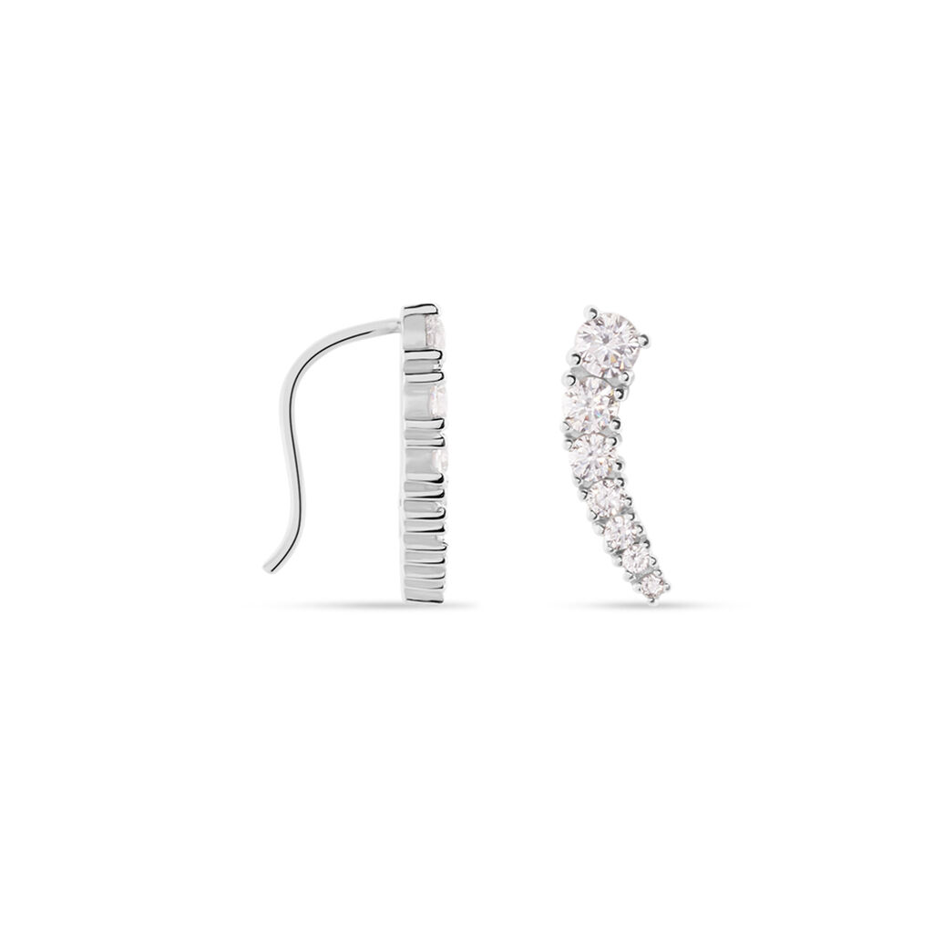 Boucles D'oreilles Grimpantes Aldrick Argent Blanc Oxyde De Zirconium - Boucles d'oreilles fantaisie Femme | Histoire d’Or