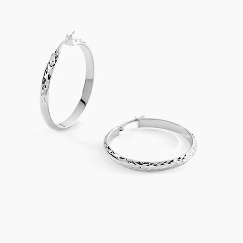 Créoles Argent Blanc Esmee - Boucles d'oreilles créoles Femme | Histoire d’Or