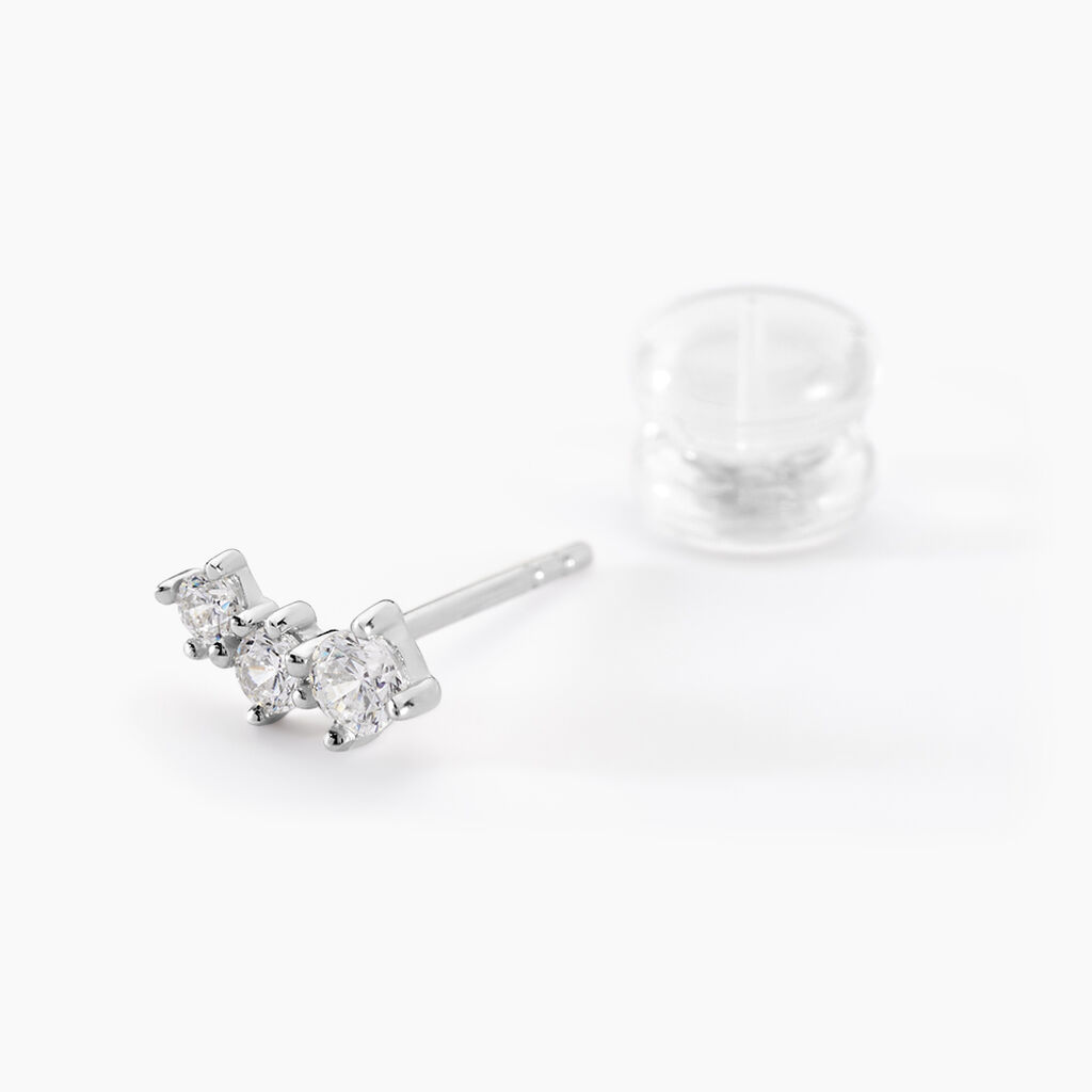 Boucles D'oreilles Puces Kyoto Or Blanc Oxyde De Zirconium - Clous d'oreilles Femme | Histoire d’Or
