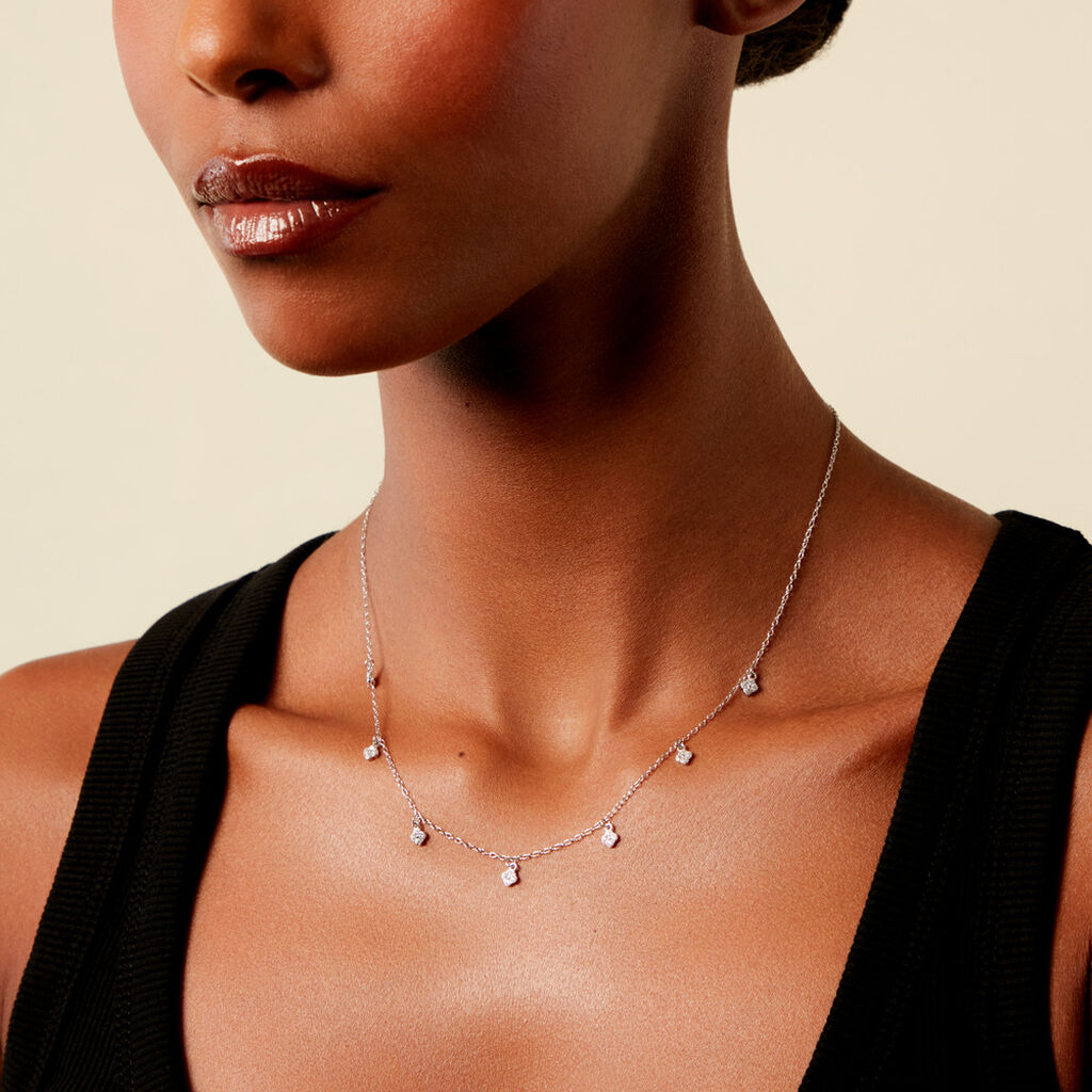 Collier Lysandra Argent Blanc Oxyde De Zirconium - Colliers fantaisie Femme | Histoire d’Or
