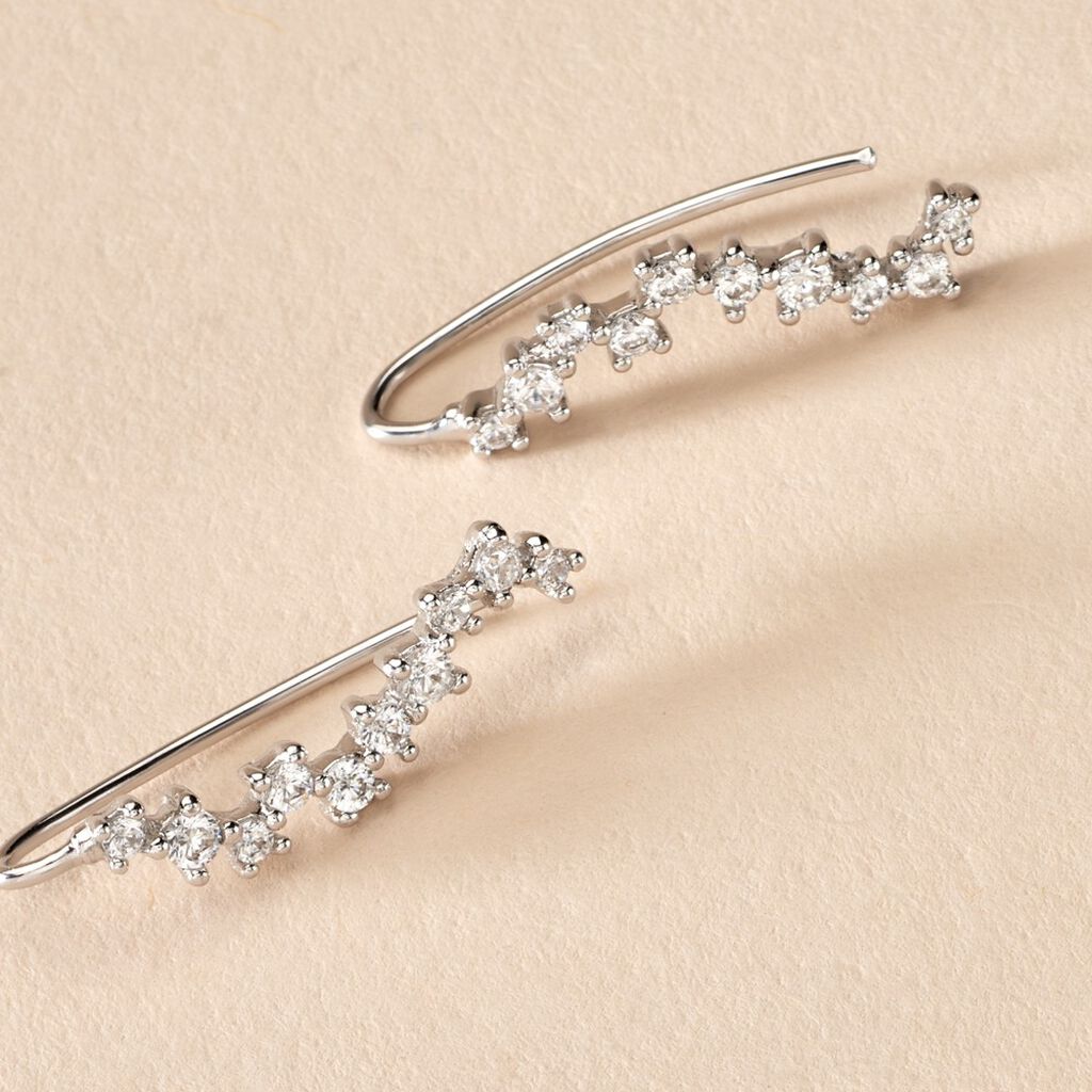 Bijoux D'oreilles Brandi Argent Rhodi&eacute; Oxyde De Zirconium - Boucles d'oreilles fantaisie Femme | Histoire d&rsquo;Or