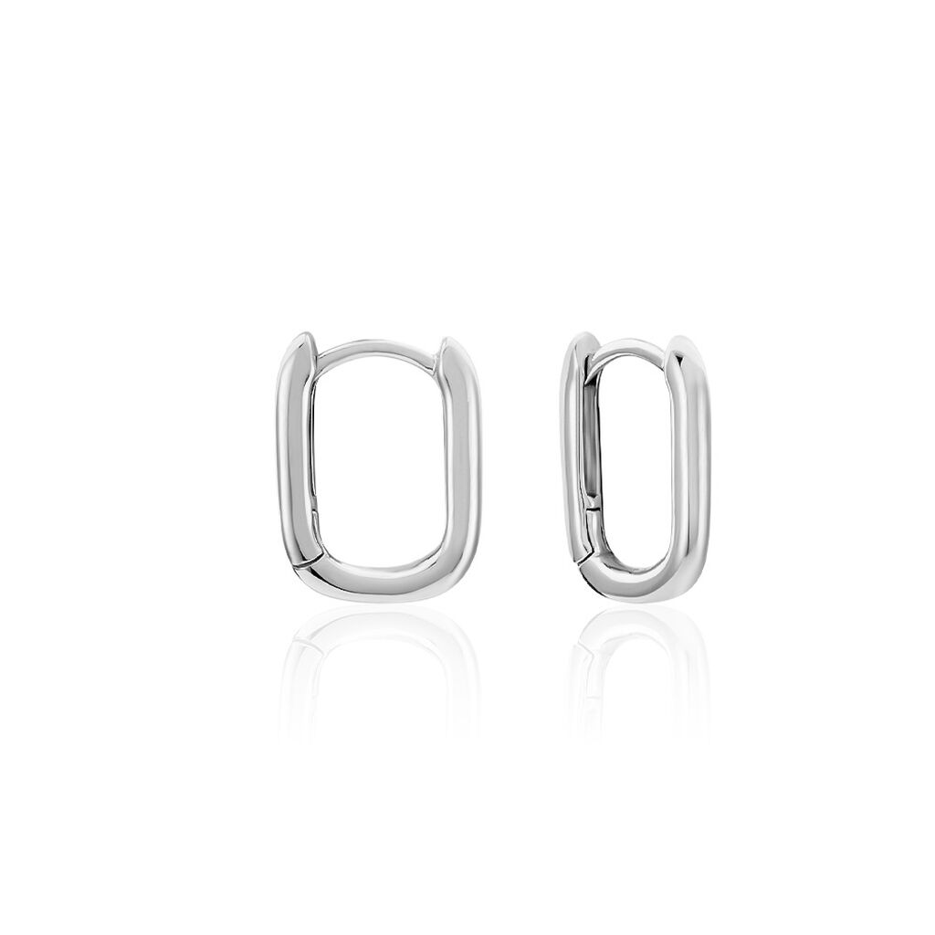 Boucles D'oreilles Créoles Femme Argent 925/1000 - 32mm X 21mm, Neuves Avec étiquettes
