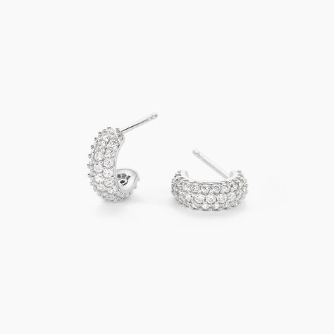 Cr&eacute;oles Palome Argent Blanc Oxyde De Zirconium - Boucles d'oreilles cr&eacute;oles Femme | Histoire d&rsquo;Or