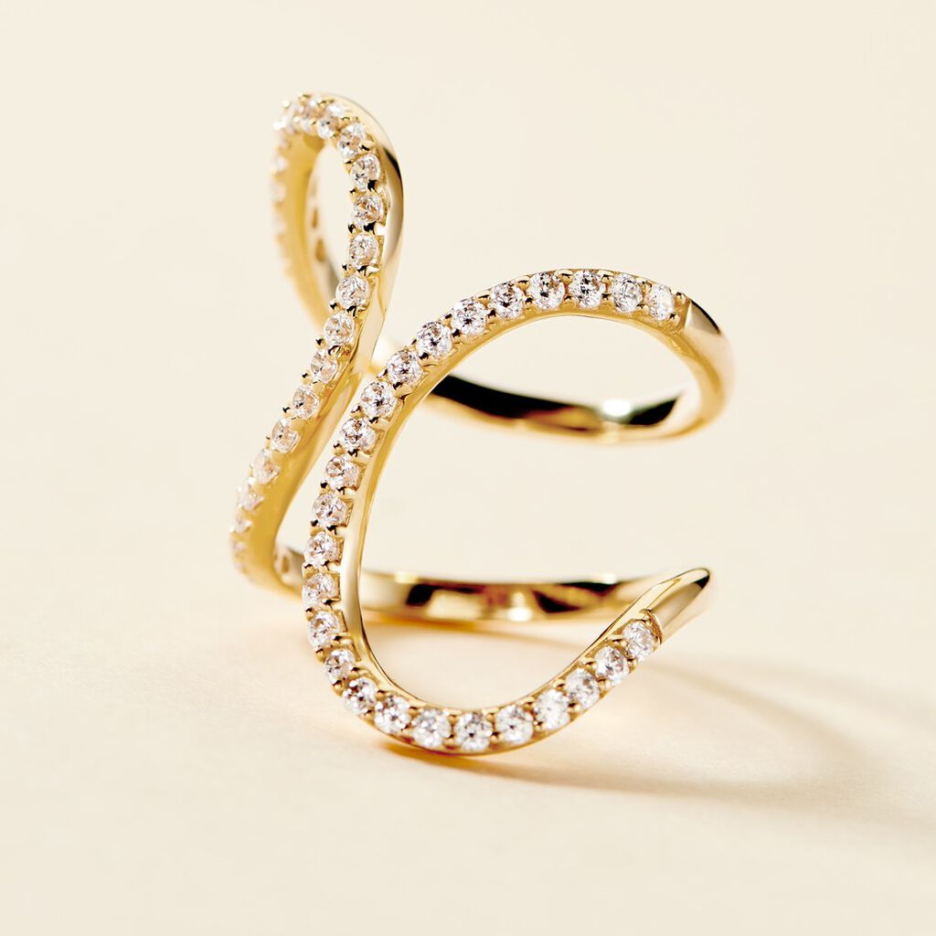 Bague Plaque Or Urban Flower Oxyde De Zirconium - Bagues avec pierre Femme | Histoire d’Or