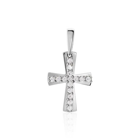 Pendentif Canice Croix Or Blanc Oxyde De Zirconium - Pendentifs Communion Famille | Histoire d&rsquo;Or