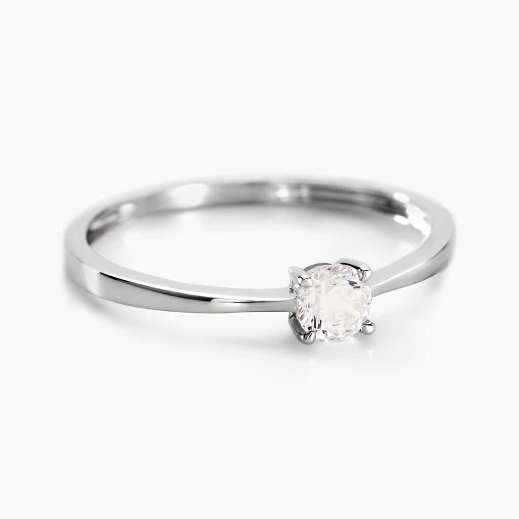 Bague Solitaire Abriel Or Blanc Oxyde De Zirconium - Bagues solitaires Femme | Histoire d&rsquo;Or