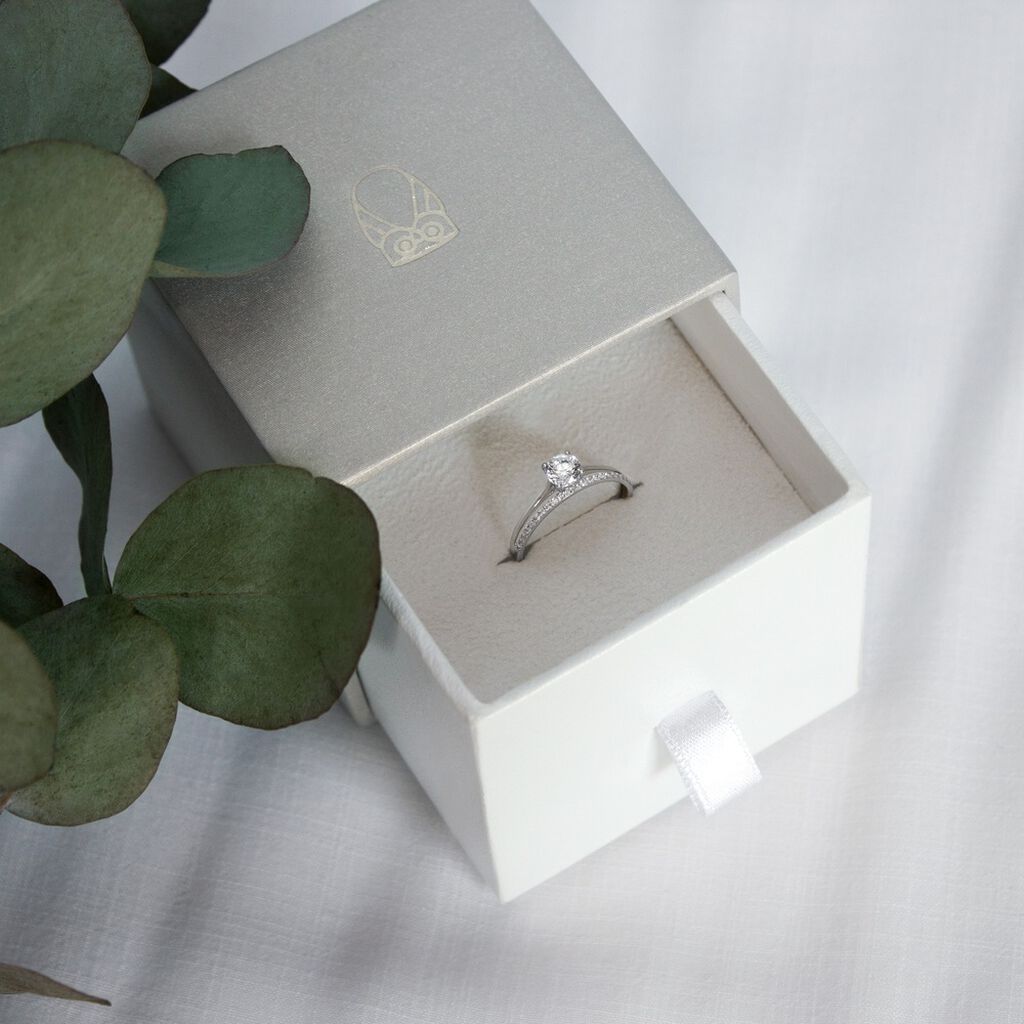 Bague Solitaire Anatoline Or Blanc Oxyde De Zirconium - Bagues solitaires Femme | Histoire d&rsquo;Or