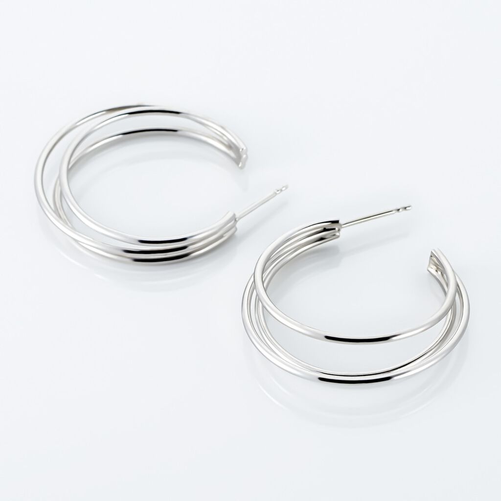 Créoles Argent Blanc Jukka - Boucles d'oreilles créoles Femme | Histoire d’Or