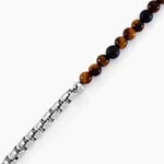 Bracelet Acier Blanc Christiano &oelig;il De Tigre Onyx - Bracelets Homme | Histoire d&rsquo;Or