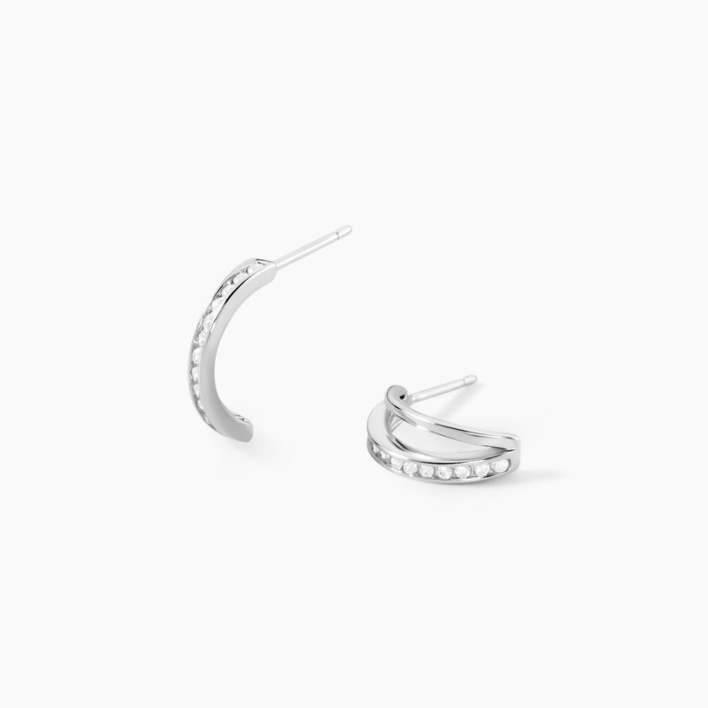 Cr&eacute;oles Otho Rondes Argent Blanc Oxyde De Zirconium - Boucles d'oreilles cr&eacute;oles Femme | Histoire d&rsquo;Or