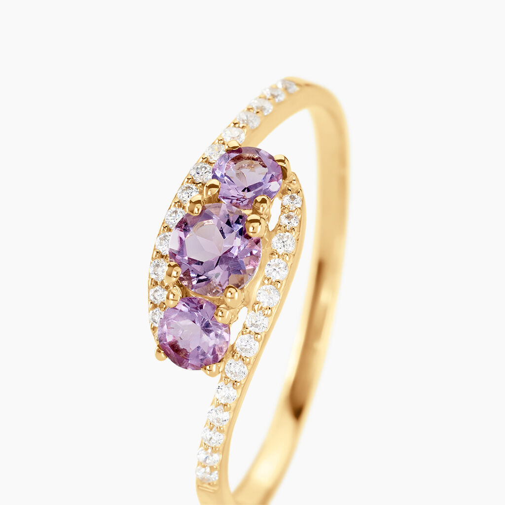 Bague Chloe Or Jaune Amethyste Et Oxyde De Zirconium - Bagues solitaires Femme | Histoire d’Or