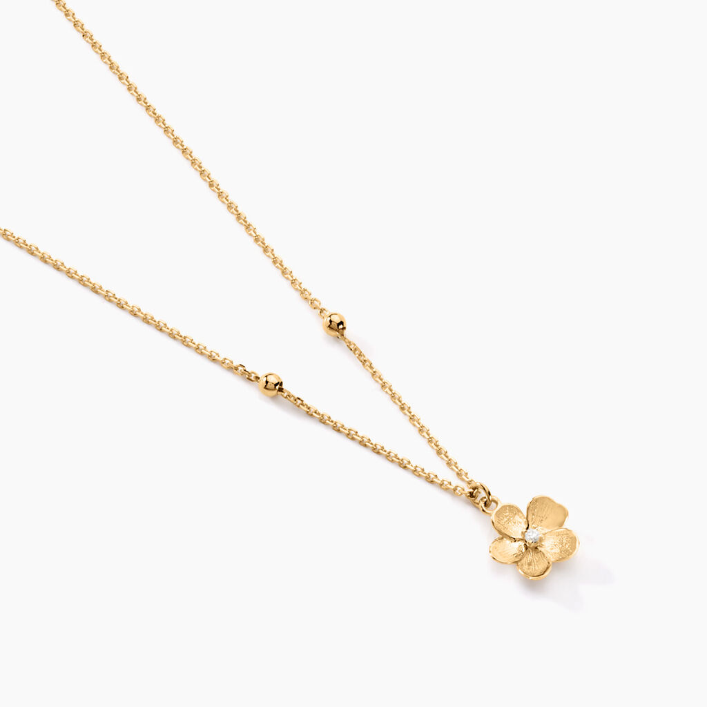 Collier Sakura Love Or Jaune Oxyde De Zirconium