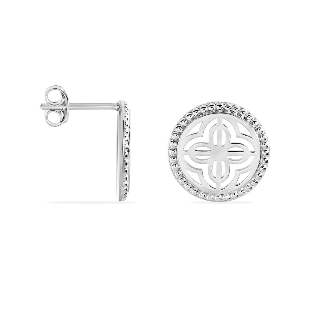 Boucles D'oreilles Puces Laetizia Celine Argent Blanc - Boucles d'oreilles fantaisie Femme | Histoire d’Or