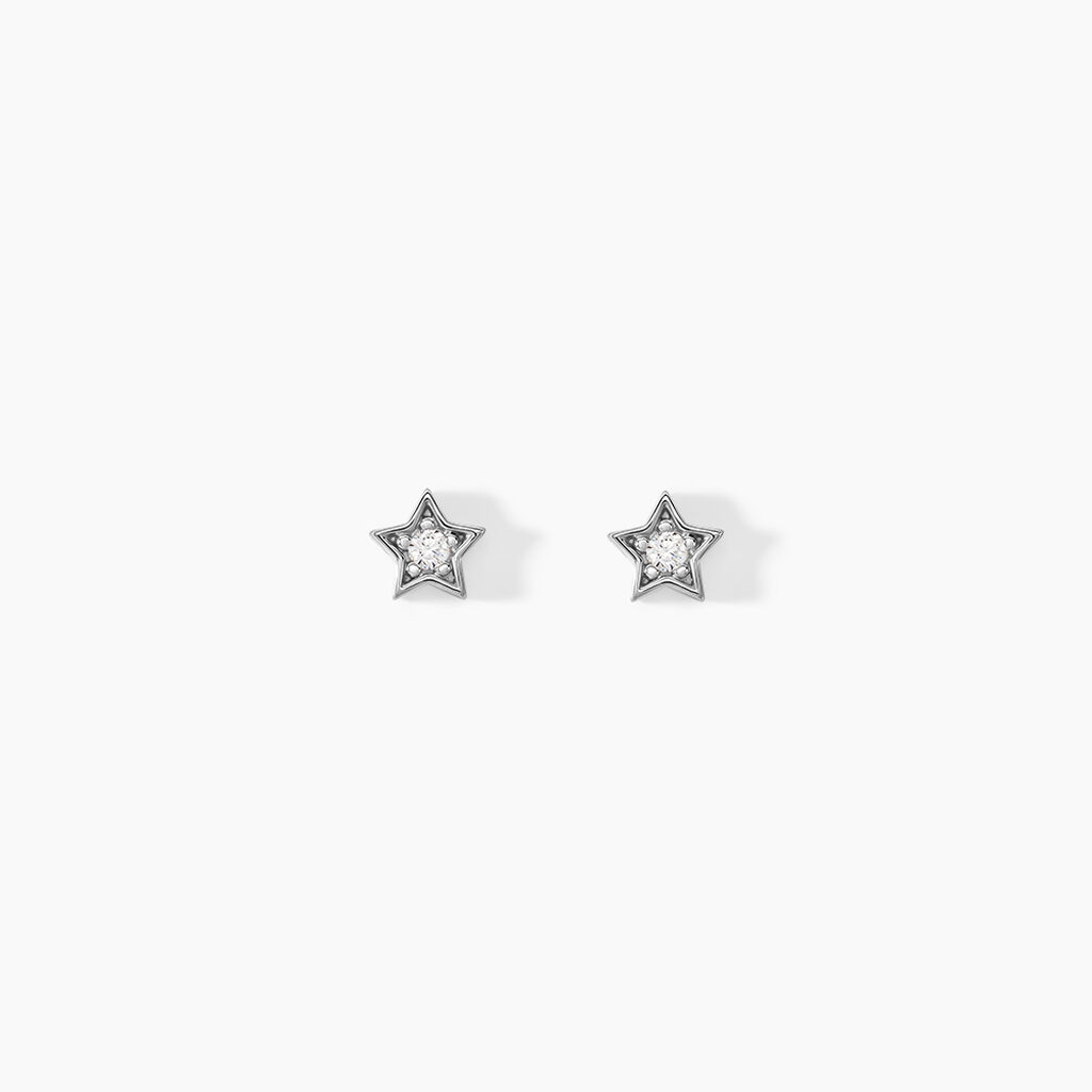 Boucles D'oreilles Puces Saya Argent Blanc Oxyde De Zirconium - Boucles d'oreilles fantaisie Femme | Histoire d’Or