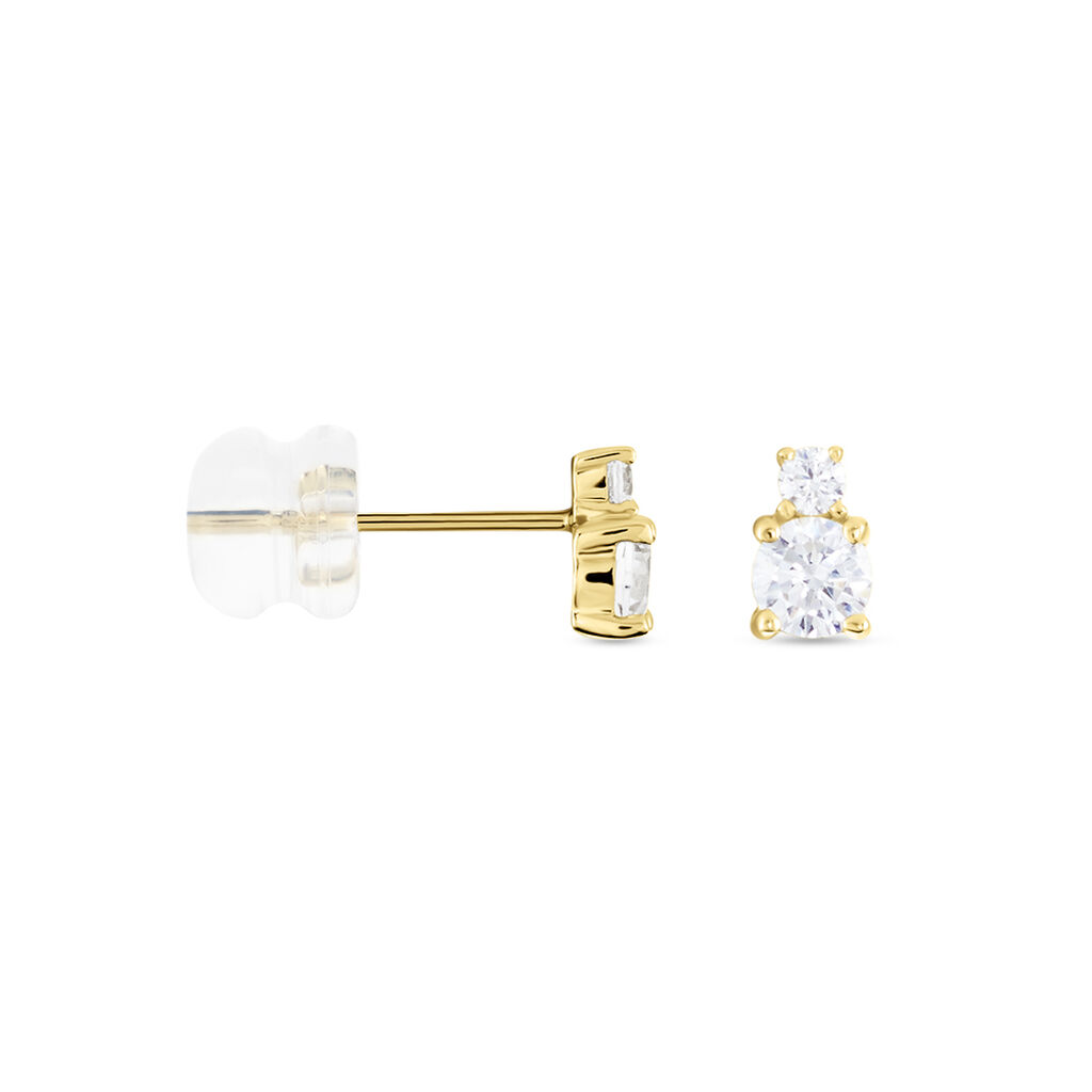 Boucles D'oreilles Puces Constancia Or Jaune Oxyde De Zirconium - Clous d'oreilles Femme | Histoire d’Or