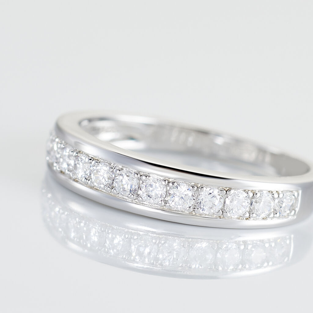 Demi Alliance Heket Argent Blanc Oxyde De Zirconium - Bagues avec pierre Femme | Histoire d’Or