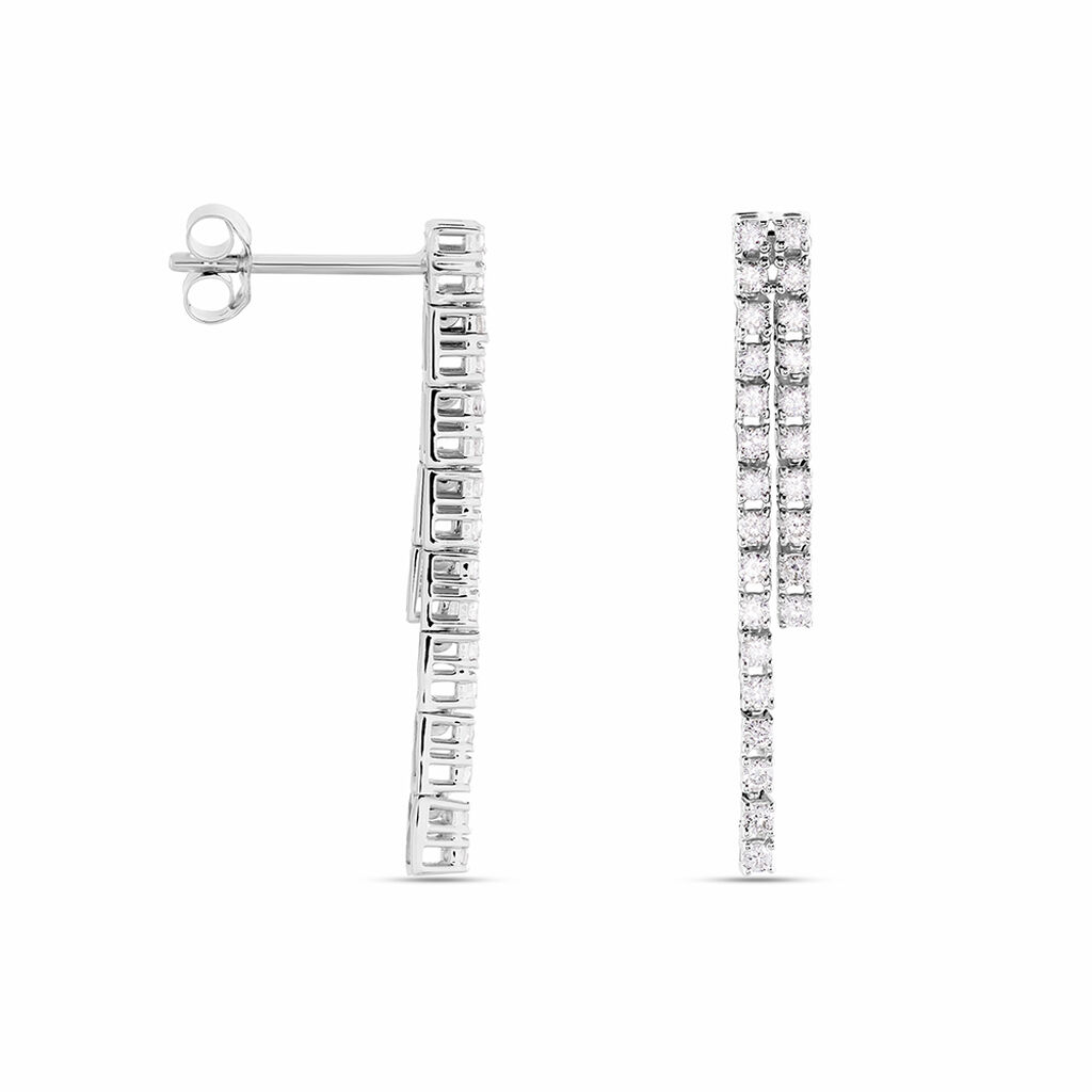 Boucles D'oreilles Pendantes River Or Blanc Diamant - Boucles d'oreilles pendantes Femme | Histoire d’Or