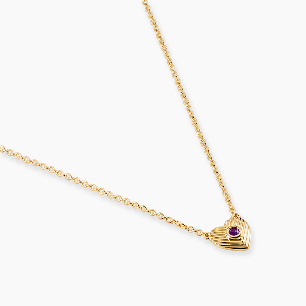 Collier Beileag Argent Dor&eacute; A L'Or 750/1000 Am&eacute;thyste - Colliers pierre Femme | Histoire d&rsquo;Or