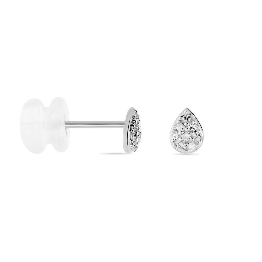 Boucles D'oreilles Puces Nevena Or Blanc Diamant - Clous d'oreilles Femme | Histoire d&rsquo;Or