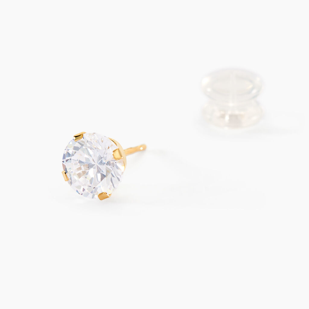Boucles D'oreilles Puces Eddie Or Jaune Oxyde De Zirconium - Clous d'oreilles Femme | Histoire d’Or