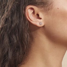 Boucles D'oreilles Puces Nid Amour Or Blanc Diamant - Clous d'oreilles Femme | Histoire d’Or