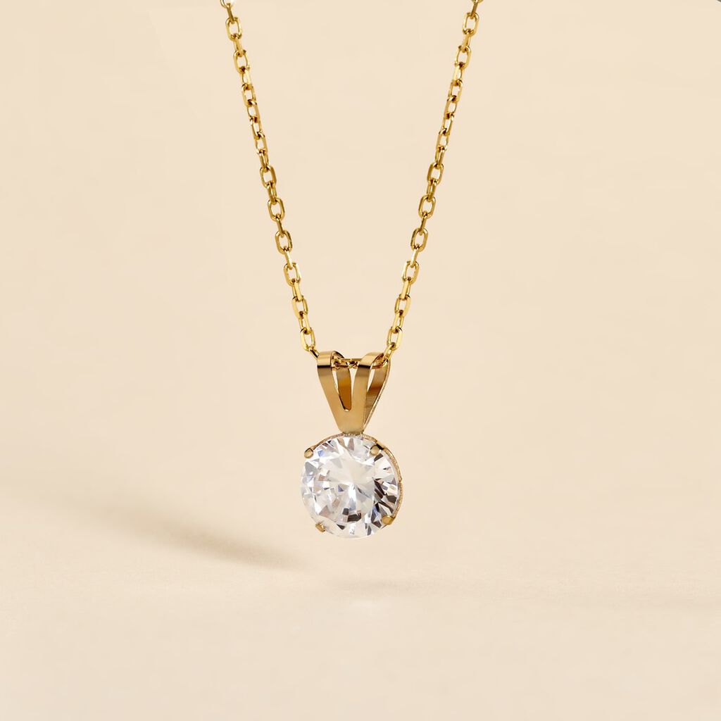 Pendentif Or Jaune Oxyde De Zirconium - Pendentifs Femme | Histoire d&rsquo;Or