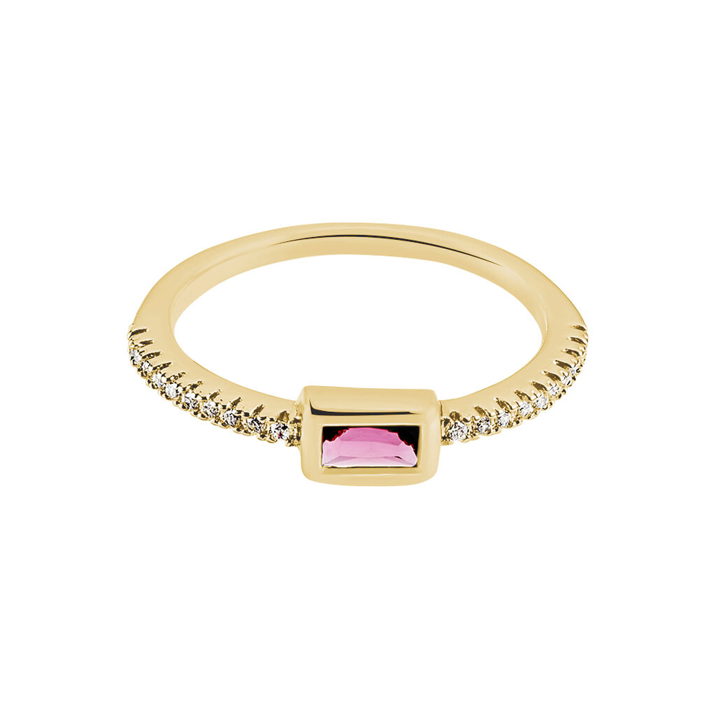 Bague Plaqué Or Jaune Calvina Pierre Synthétique - Bagues avec pierre Femme | Histoire d’Or
